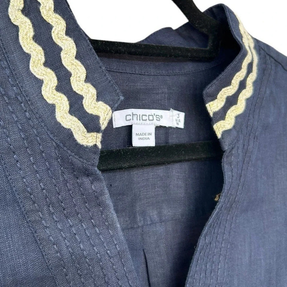 Chico's Women's Linen Rick Rack Trim Tunic Size 16 - from 2023 - Picture 4 of 7